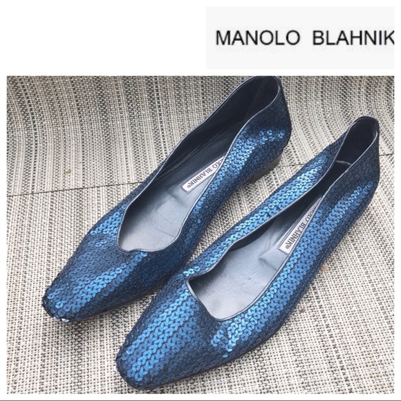 blue sequin flats